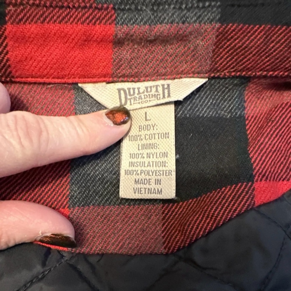 Duluth Trading Women’s Free Swingin’ Lined Flannel Snap Shirt Jac Size Large